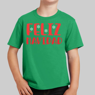 Youth T-Shirt - Winter Holidays - Feliz Navidad - Red Thumbnail