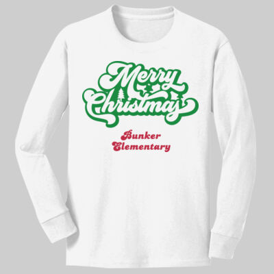 Youth Long Sleeve Shirt - Winter Holidays - Merry Christmas - Green & Red Thumbnail